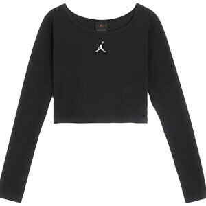 Nike Jordan Flight Womens Crop Black Long Sleeve Tee Size Medium NBA